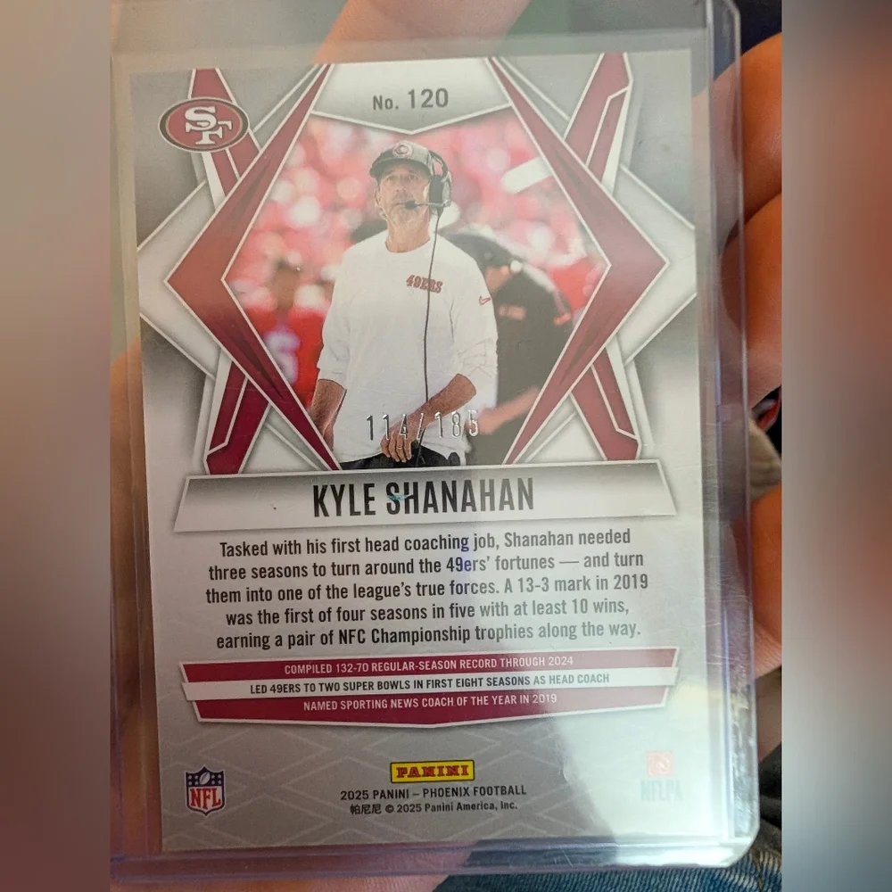 KYLE SHANAHAN Panini 2025 Phoenix #120 Yellow Pyramids 114/185 SF 49er's - Picture 2 of 2